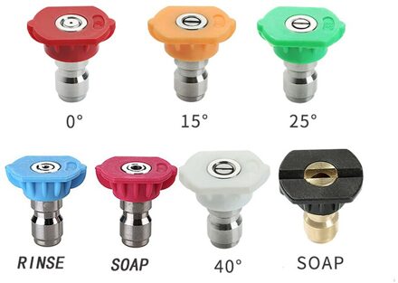 Zeven Kleur Metalen Nozzle Hogedrukreiniger Rvs Quick Nozzle Tips 0 15 25 40 Zeep Nozzle 280bar 4000psi 7 kleur mondstuk