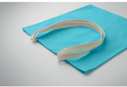 Zevra gekleurde katoenen shopper tas Blauw - One size