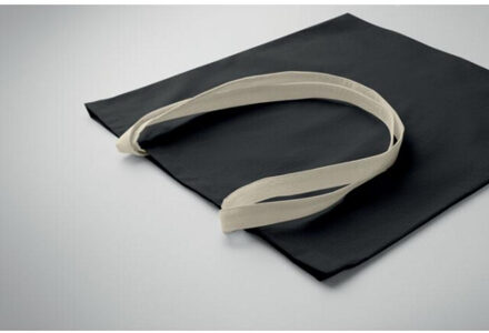 Zevra gekleurde katoenen shopper tas Zwart - One size