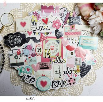 ZFPARTY 52 stks Liefde Cardstock Gestanst Stickers voor Scrapbooking Gelukkig Planner/Card Making/Journaling Project