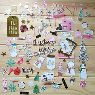 ZFPARTY 65pcs Vrolijk Kerstfeest Cardstock Die Cuts voor Scrapbooking Gelukkig Planner/Card Making/Journaling Project
