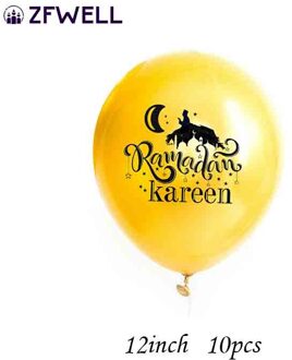 ZFWELL 20pz 28 inch maan vijfpuntige ster ronde Eid al-Fitr banner aluminium latex banner afdrukken ballon eid al-Fitr party ba6 goud 10pz