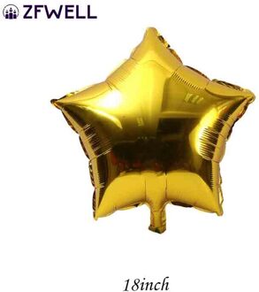 ZFWELL 20pz 28 inch maan vijfpuntige ster ronde Eid al-Fitr banner aluminium latex banner afdrukken ballon eid al-Fitr party ba6 goud ster 2pz