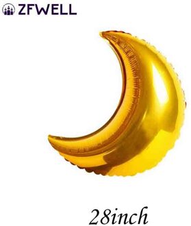 ZFWELL 20pz 28 inch maan vijfpuntige ster ronde Eid al-Fitr banner aluminium latex banner afdrukken ballon eid al-Fitr party ba6 maan 1pz