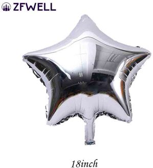 ZFWELL 20pz 28 inch maan vijfpuntige ster ronde Eid al-Fitr banner aluminium latex banner afdrukken ballon eid al-Fitr party ba6 zilver 2pz