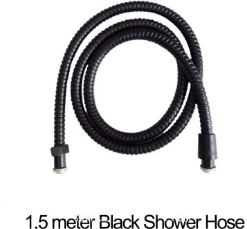 Zhangji Badkamer Douchekop Slang Houder Set 1.5M Chrome Plated 2 Meter Commen Pijp Met Geen Boor Beugel Douche hoofd Accessoire 1.5 meter zwart