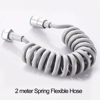 Zhangji Badkamer Douchekop Slang Houder Set 1.5M Chrome Plated 2 Meter Commen Pijp Met Geen Boor Beugel Douche hoofd Accessoire 2 meter voorjaar