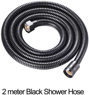Zhangji Badkamer Douchekop Slang Houder Set 1.5M Chrome Plated 2 Meter Commen Pijp Met Geen Boor Beugel Douche hoofd Accessoire 2 meter zwart