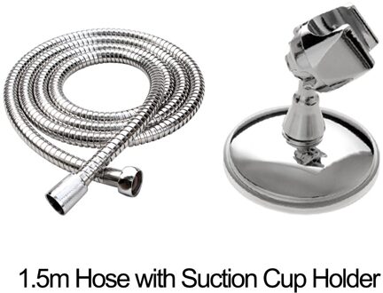 Zhangji Badkamer Douchekop Slang Houder Set 1.5M Chrome Plated 2 Meter Commen Pijp Met Geen Boor Beugel Douche hoofd Accessoire Pack C