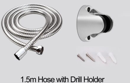 Zhangji Badkamer Douchekop Slang Houder Set 1.5M Chrome Plated 2 Meter Commen Pijp Met Geen Boor Beugel Douche hoofd Accessoire Pack D