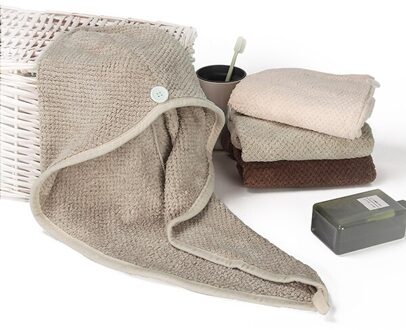Zhangji Effen Haar Twist Droog Cap Wrap Tulband Drogen Badhanddoek Met Knop Badkamer Magic Droog Haar Hoed Magie Haar droog Cap grijs