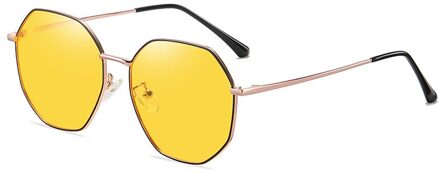 Zhiyi Gepolariseerde Zonnebril Polygonal Aluminium Frame Mannen Anti-Glare Rijden Bril Nachtzicht Bril Voor Mannen En Vrouwen zwart-goud