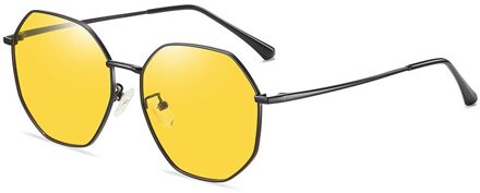 Zhiyi Gepolariseerde Zonnebril Polygonal Aluminium Frame Mannen Anti-Glare Rijden Bril Nachtzicht Bril Voor Mannen En Vrouwen zwart
