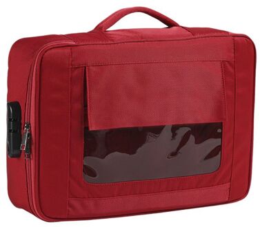 Zichtbaar Wachtwoord Dubbele Laag Bestanden Aktetas Document Pouch Business Travel Dxab Rood