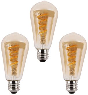 Zigbee e27 spiraal filament lamp dual white st64 amberkleurig - voordeelset van 3