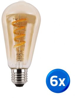 Zigbee e27 spiraal filament lamp dual white st64 amberkleurig - voordeelset van 6