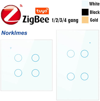 ZigBee smart home wifi wall touch switch,2/3 way, Tempered glass panel Whole house light control switchAC85-240V,1/2/3/4 gang