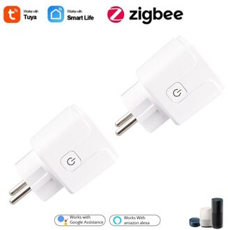 Zigbee Smart Plug Eu 15A Stopcontact Timing Functie Thuis Voice Remote Tuya Smart Leven App Controle Met Alexa Google thuis 2 stk