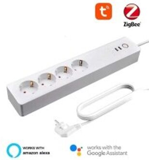 Zigbee Smart Power Strip Eu Smart Power Bar Meerdere Outlet Verlengsnoer Met 2 Usb En 4 Ac Stekkers Door tuya 10A