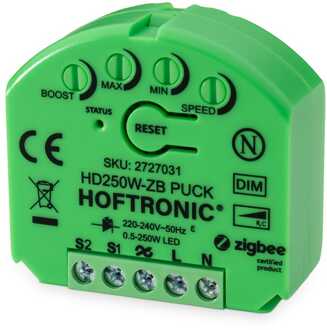 Zigbee Smart Puck LED Dimmer - 0,5-250W - Fase-afsnijding - Pulsdrukker/app - Multiway Groen