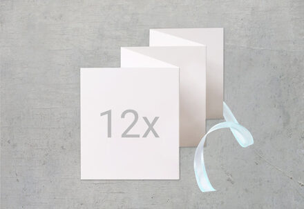 Zigzag fotokaartje Staand Blauw lint - Set van 12