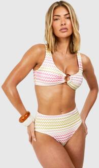 Zigzag O-Ring Plongeer Bikini Top, Pink - 40