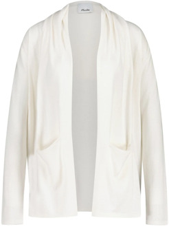 Zijde Blend Open Gebreid Vest Allude , White , Dames - L,M,S,Xs