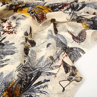 Zijde Crêpe Stof/100% Katoen Stof Tropische Jungle Dier Digital Printing Kleding Handgemaakte Stof Mode Lente En Zomer Abrikoos / SILK