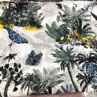 Zijde Crêpe Stof/100% Katoen Stof Tropische Jungle Dier Digital Printing Kleding Handgemaakte Stof Mode Lente En Zomer groen / SILK