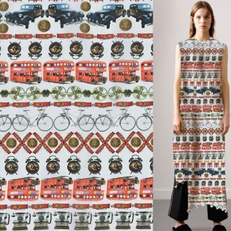 zijde en linnen gemengd stof auto en wekker print, SLN146