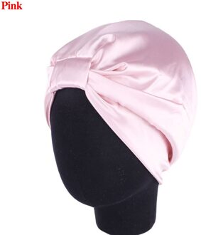 Zijde Haarverzorging Cap Salon Motorkap Night Haar Hoed Voor Natuurlijke Krullend Haar Double-Layer Elastische Bad Slaap Vrouwen head Cover Wrap Hoed roze
