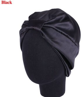 Zijde Haarverzorging Cap Salon Motorkap Night Haar Hoed Voor Natuurlijke Krullend Haar Double-Layer Elastische Bad Slaap Vrouwen head Cover Wrap Hoed zwart