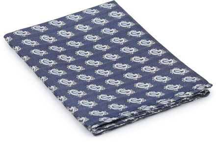 Zijde Pochet Blauw Print - Donkerblauw