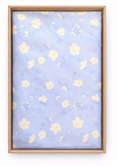 Zijde Pochet Bloem beige - Lichtblauw