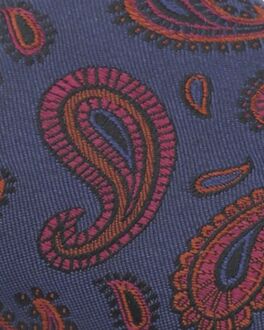 Zijde Pochet Paisley Navy - Donkerblauw