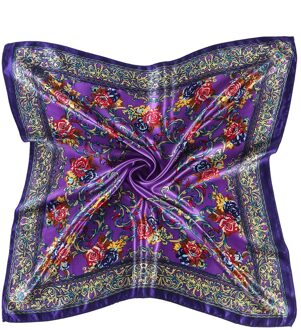 Zijde Satijn Sjaal Vrouwen Foulard Neck Head Sjaal Wrap Vierkante Hoofddoek Zachte Bandana Shawl Ladie Hoofd Sjaals hijab paars
