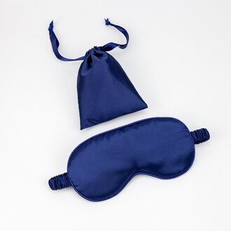 Zijde Slapen Oogmasker Double-Side Shading Slaapmasker Slapen Eye Mask Cover Ooglap Blinddoeken Slaapmasker Gezondheid Slaap Shield marine blauw