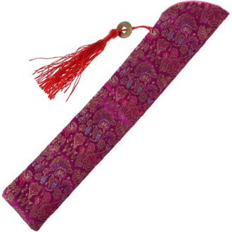Zijde Vouwen Chinese Hand Fan Tas Met Kwastje Stofdicht Houder Protector Pouch Case Cover Retro Stijl heet roze