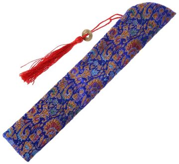 Zijde Vouwen Chinese Hand Fan Tas Met Kwastje Stofdicht Houder Protector Pouch Case Cover Retro Stijl koninklijk blauw
