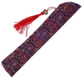 Zijde Vouwen Chinese Hand Fan Tas Met Kwastje Stofdicht Houder Protector Pouch Case Cover Retro Stijl paars