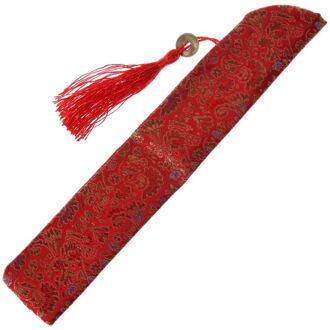 Zijde Vouwen Chinese Hand Fan Tas Met Kwastje Stofdicht Houder Protector Pouch Case Cover Retro Stijl rood