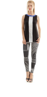 Zijdeachtige zwart-witte broek met print - EU 36 / UK 8