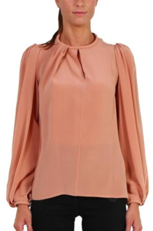 Zijden blouse met gewatteerde details Elisabetta Franchi , Pink , Dames - L,Xs