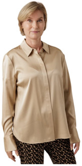 Zijden blouse met kraag en lange mouwen Herzen's Angelegenheit , Brown , Dames - Xl,S
