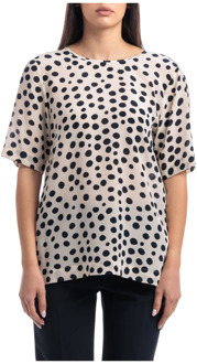 Zijden blouse met polkadots en korte mouwen Seventy , Multicolor , Dames - L,M