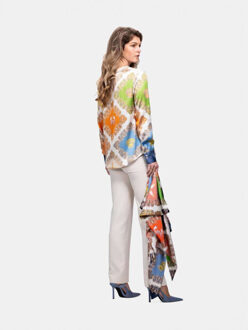 Zijden blouse monza ocean paisley patchwork - maat S Veelkleurig
