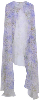 Zijden cape met bloemenprint Faliero Sarti , Blue , Dames - ONE Size