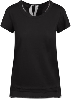 Zijden Detail T-shirt N21 , Black , Dames - 2Xl,Xl,L