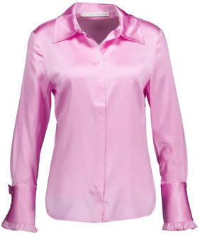 Zijden en elastane blouse met ruches Herzen's Angelegenheit , Pink , Dames - L