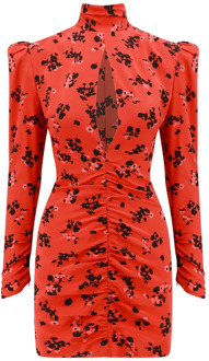 Zijden jurk met draperie Alessandra Rich , Red , Dames - S,2Xs